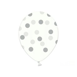 Balónek bílý, puntíky stříbrné